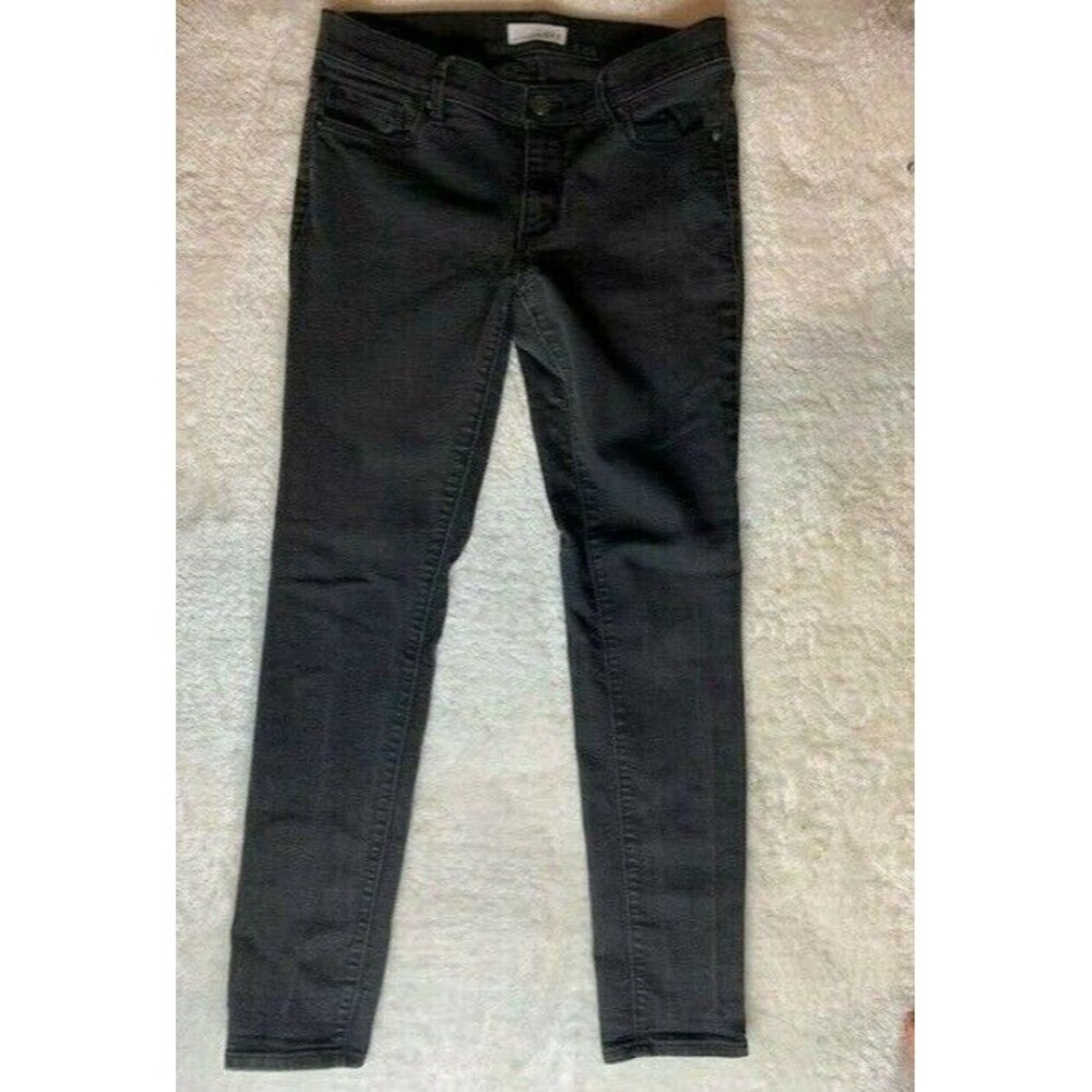 Loft Womens Jeans Size 28 6 Black Wash Stretch Mid Rise Skinny